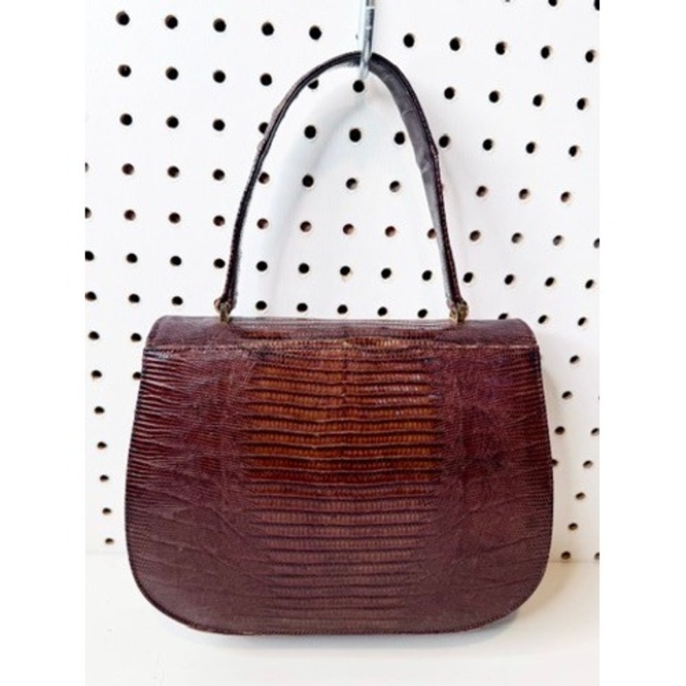 Vintage | 1950s Bellestone Snakeskin Handbag, Rich Mahogany Dark Brown - Picture 2 of 7